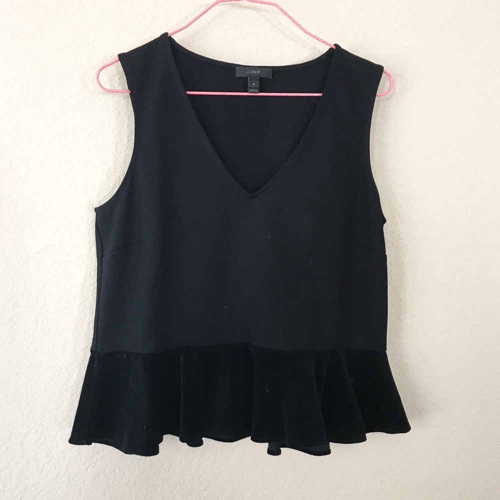 J. Crew Black Velvet Peplum Tank Top